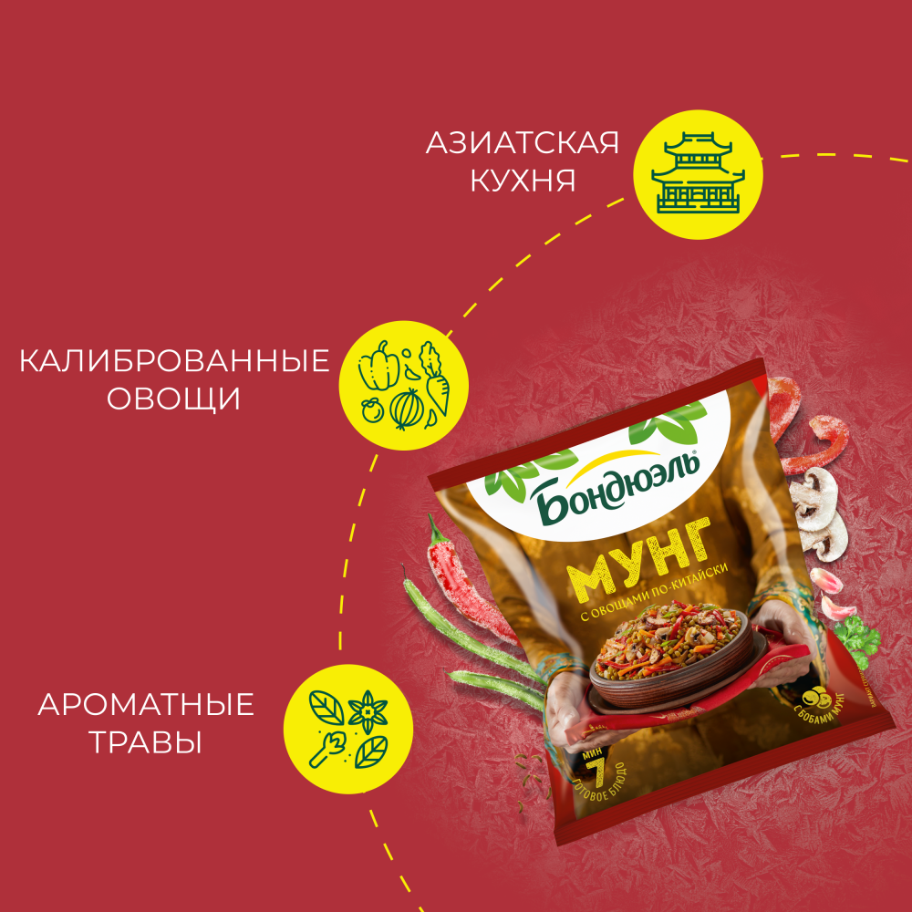 Овощи Бондюэль Мунг по-китайски, смесь замороженная, 400 г