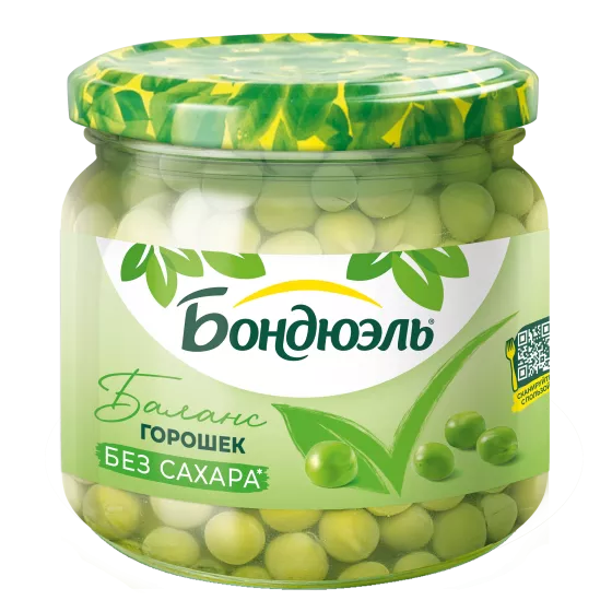 Горошек консервированный Бондюэль, без сахара, 360 г