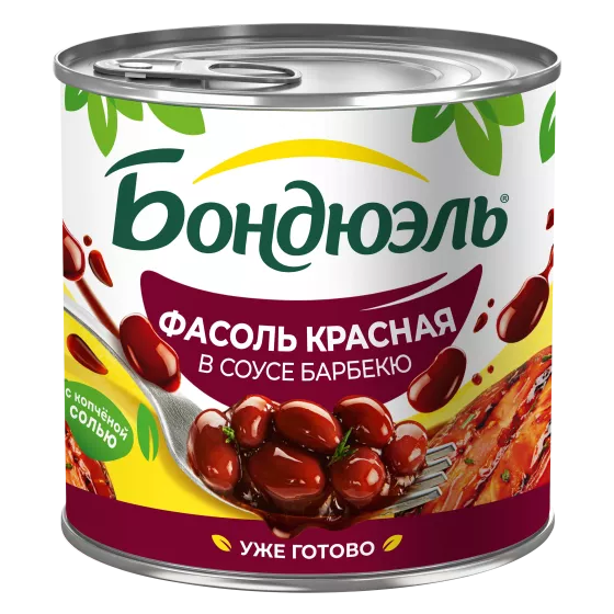 Фасоль консервированная Бондюэль красная, в классическом барбекю, 400 г