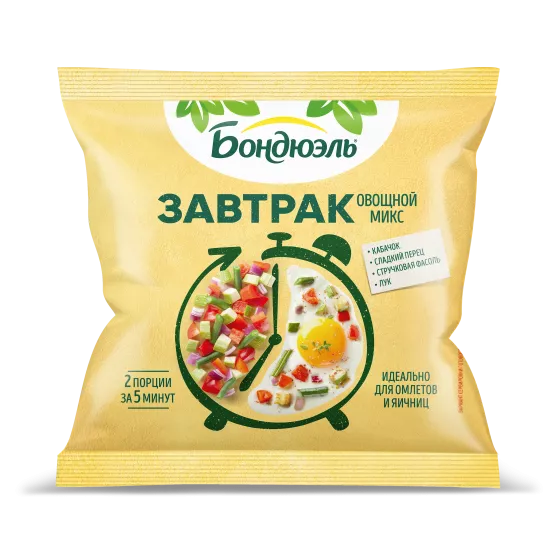 Овощи замороженные Бондюэль Завтрак с кабачком, смесь для омлета и яичницы, 200 г