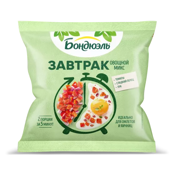Овощи замороженные Бондюэль Завтрак с томатами, смесь для омлета и яичницы, 200 г